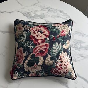 Floral Decorative Throw Pillow in Navy, Red, Green